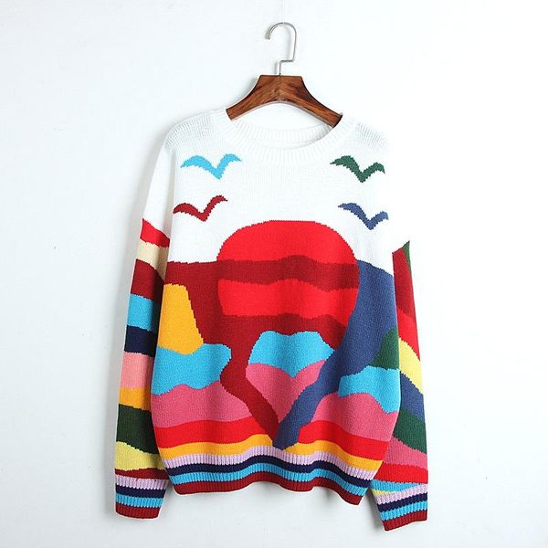 

1216 2020 весна бренд же стиль sweter пуловер красный круглый вырез мода роскошь женская одежда kint dl, White;black