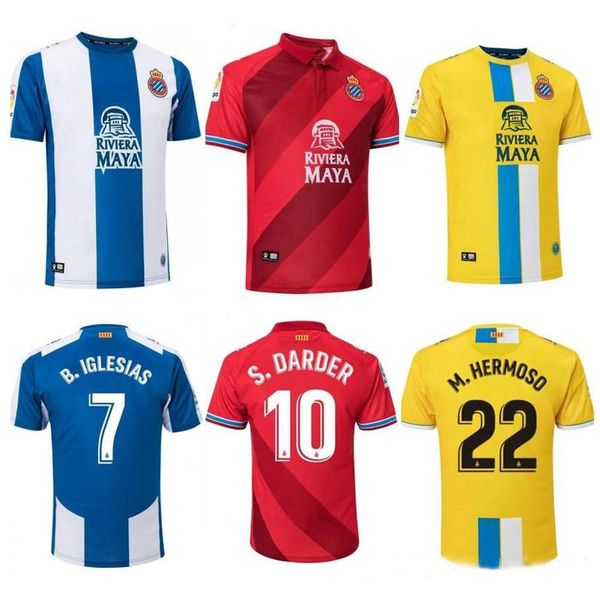 

soccer jersey designer jersey 18 19 spanish liga rcd espanyol football wu lei home away version soccer sport, White;black