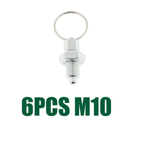 

6 pcs m10 steel spring plunger indexing plungers with pull ring