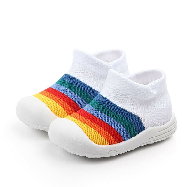 

baby first walkers summer fall toddler baby crib shoes kids colorful rainbow weaving soft sole elastic shoes, Black;red