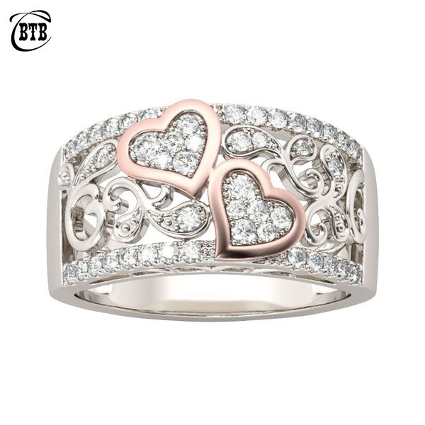 

fashion jewelry design wedding band ring for women rose gold color cz stone female finger ring love gifts drop shipping, Golden;silver