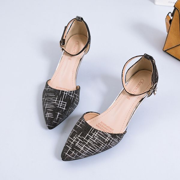 

women's summer fashion single shoes show heel pointed sandals simple and pumps trend comfortable female high heels u22-84, Black