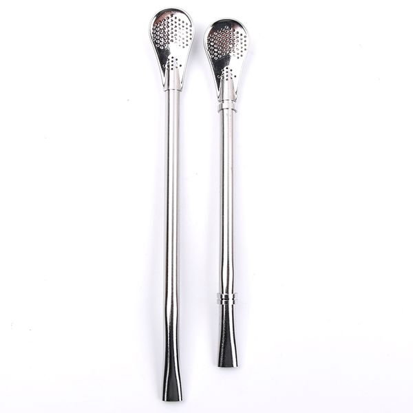 

new stainless steel drinking straw filter spoon washable practical tools straws reusable tools bar accessories