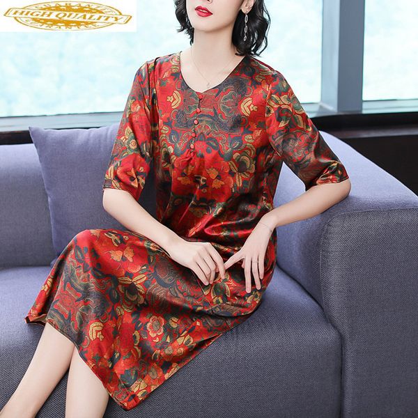 

2019 новое лето шелковое платье женщин вскользь цветочные плюс размер платья элегантный boho midi дамы платья vintage платье kj1844, Black;gray