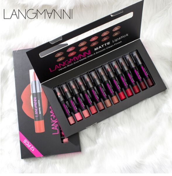 12 Stück/Set Matte Lippenstift Lippen Make-up Kosmetik Wasserdicht Pintalabios Batom Matte Lipgloss Rouge a Levre Labial