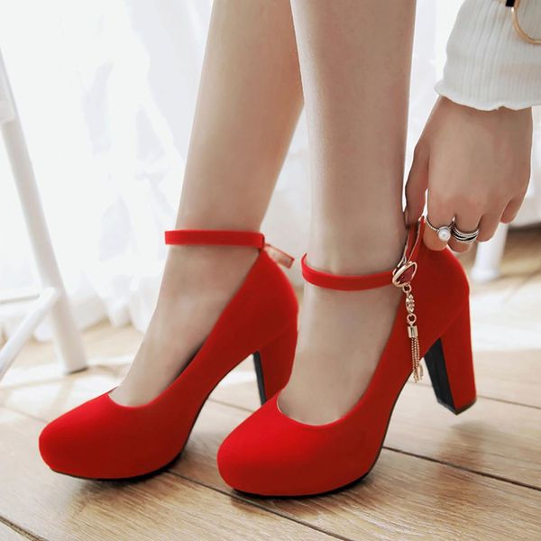 

sarairis 2020 high heels big size 43 elegant women's party shoes woman spring platform ankle-strap wedding pumps female, Black