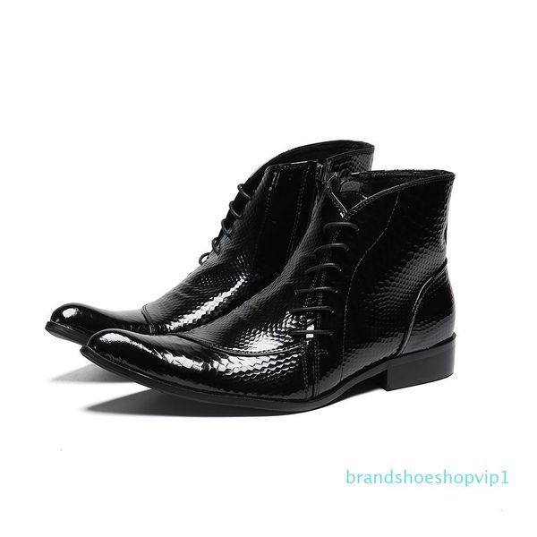 

mens patent leather black boots elegant black boss ankle boots cool male dress shoes italian 11#202/20d50