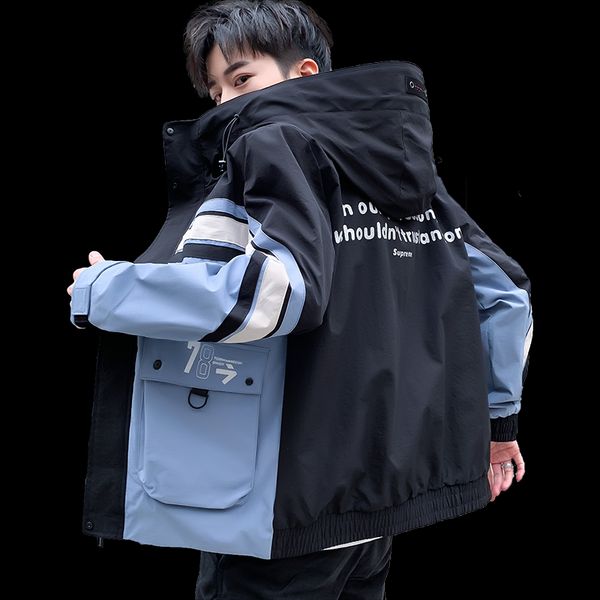 

2019 spring and autumn jacket coats for men casual fashion mens hooded windbreaker streetwear hip hop, Black;brown