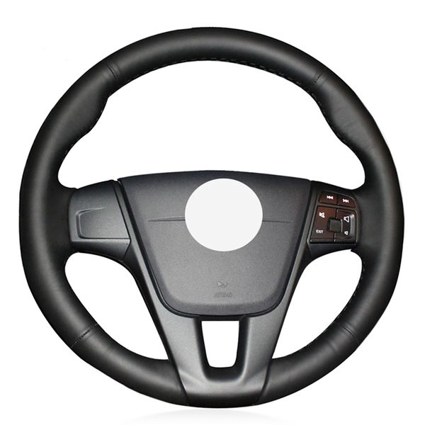 

black pu faux leather diy car steering wheel cover for s80 s80l 2012-2015 v40 2013-2019 v70 2012-2014 xc70 2012-2017
