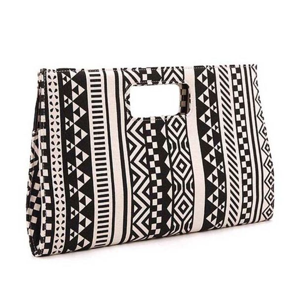 

women geometric pattern canvas envelope bag clutch handbag