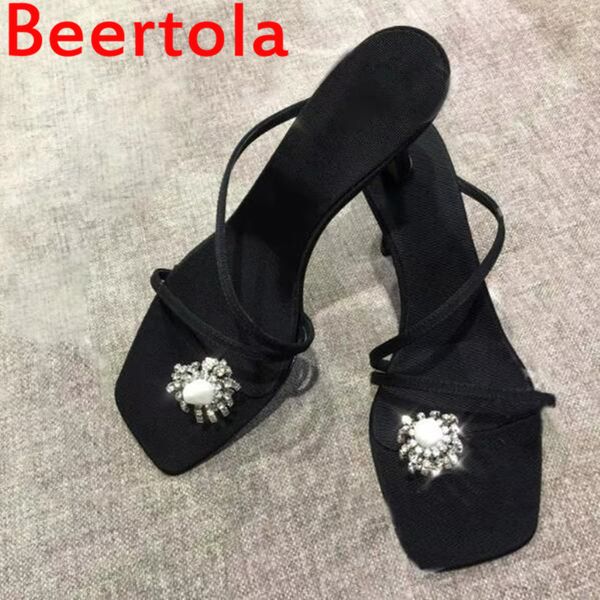 

bling crystal women's slippers open toe casual shoes women slip-on shoes new sweet chaussures three style black summer