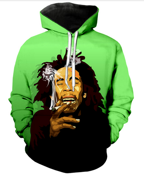 

new fashion sweatshirt men / women 3d hoodies print bob marley slim stylish hooded hoodies lms09, Black