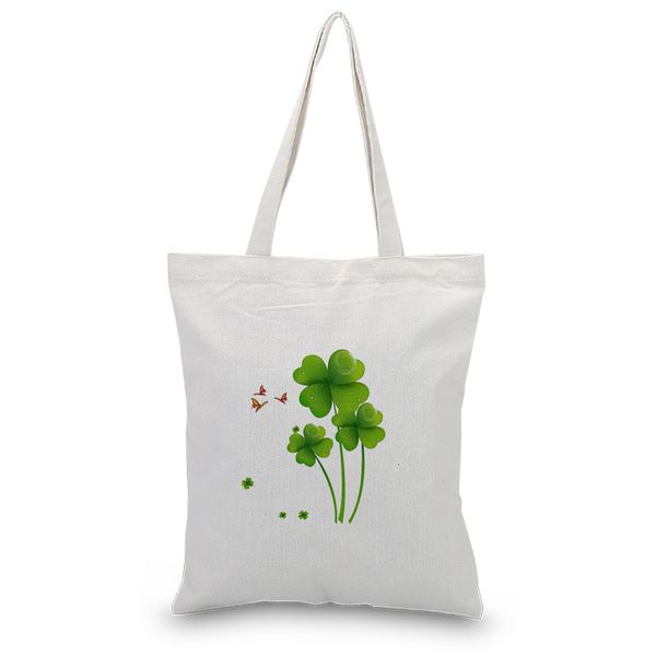 

hand canvas handbag text diy handbagbag print customized clover pattern printing logo daily use foldable shopping reusable