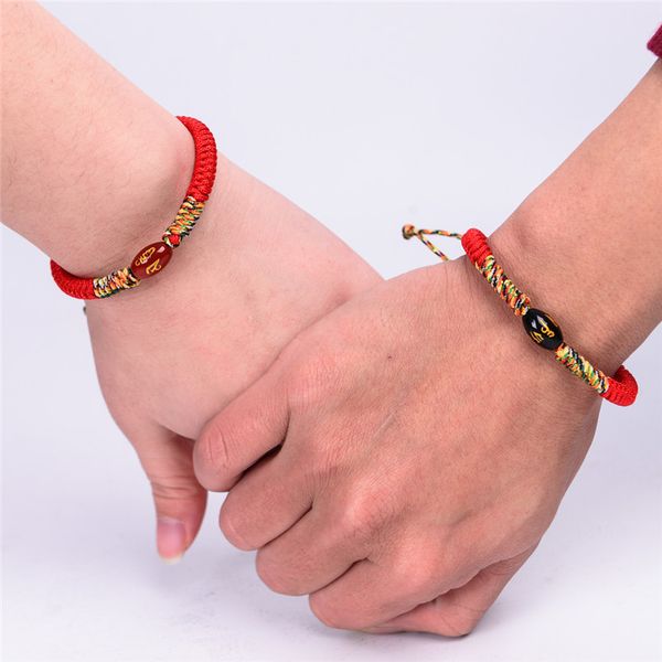 

2pcs/lot multi color lucky tibetan bracelet & lover's and friendship handmade knots lucky rope bracelet mala beads six words, Black