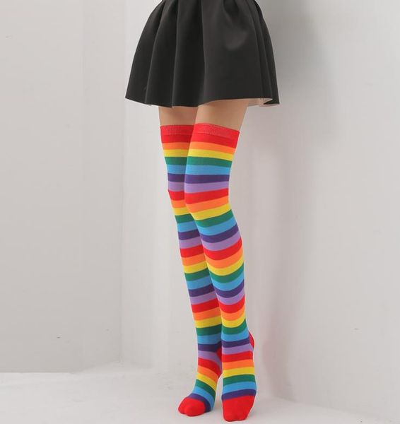 

christmas stockings halloween party costume cosplay long socks rainbow striped polka dots clown socks 70cm presents