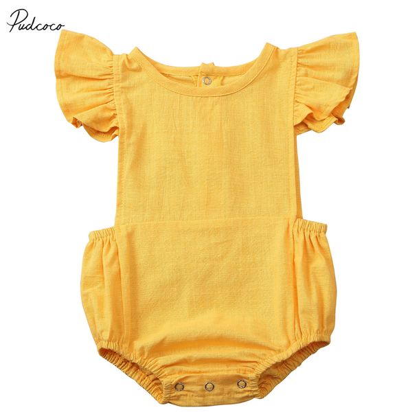 

new summer infant kids ruffles bodysuits baby girl solid romper jumpsuit outfit playsuit clothes, Blue