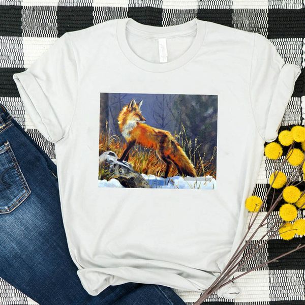 

women shirt womens wolf animal summer tshirt tees printed ladies graphic clothes kawaii short sleeve female t-shirt, White