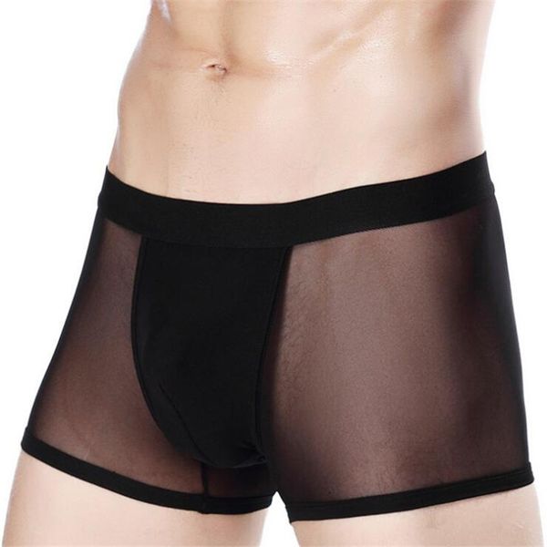 

high quality summer men прозрачны трусы белье сексуального boxer трусы gay men шорты extra thin дышащей, Black;white