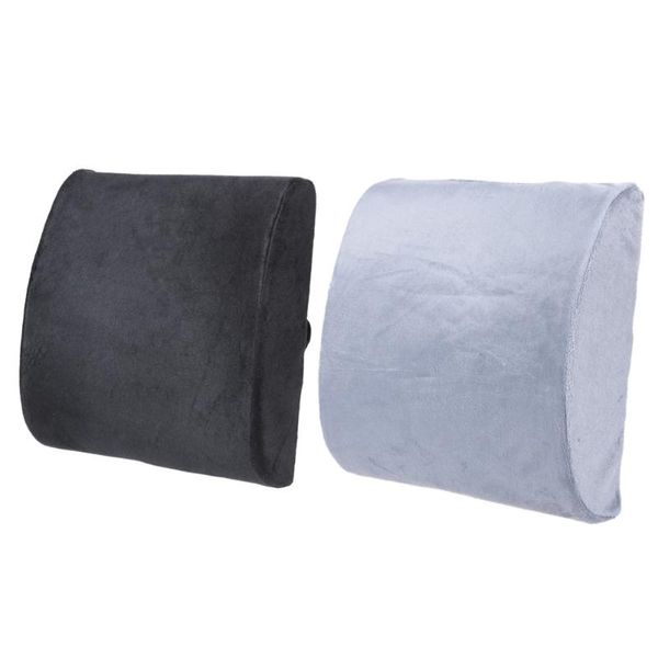 

memory foam car lumbar cushion pillow back support travel waist pillow car seat home office chair or sofa grey