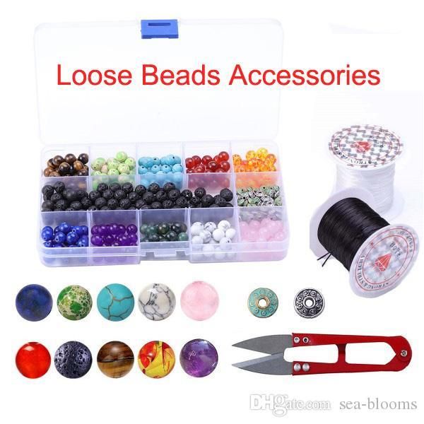 

8mm white pine stone agate stone volcanic stones alloy separator diy jewelry necklace loose bead accessories support fba drop shipping m378f