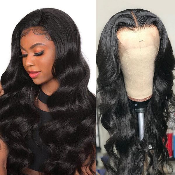 

lace front human hair wigs brazilian body wave 13x4 short human hair wig pre plucked for black women non remy hair