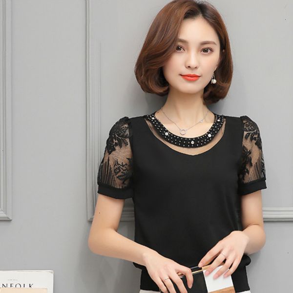 

женщины блузы женщины одежда шифон рубашки v шеи осень новые моды сладкий hollow рубашка с коротким рукавом кружева строчка женский сексуаль, White