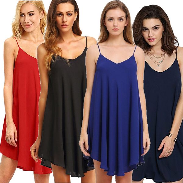 

2020 dress solid color behind crossing camisole chiffon dress