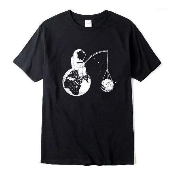 

дизайнер астронавт printed men t shirt o шеи вязаная комфортная street ткань мужчины футболка бленда хлопка с коротким рукавом повседневная, White;black