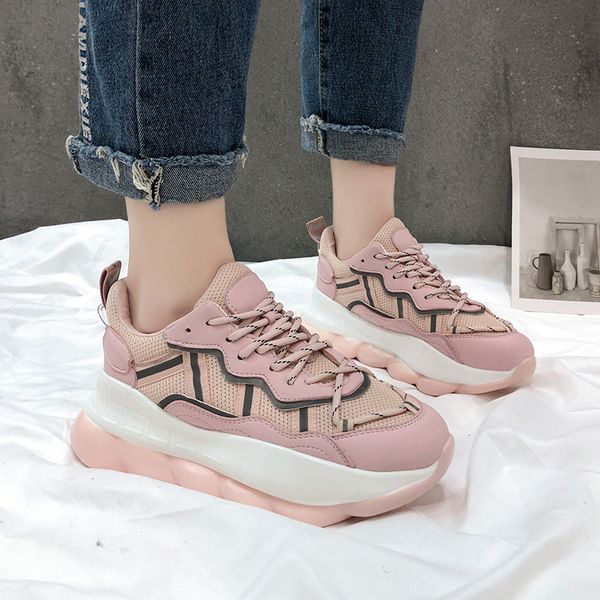 

online celebrity dad shoe women's ins fashion ozhouzhan women's shoes 2020 new style spring versatile thick bottomed casual spor, Black