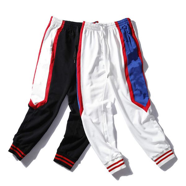

luxury mens designer joggers pants loose brand men women pants 2019 new arrival mens panelled casual full length sports joggers womens pants, Black