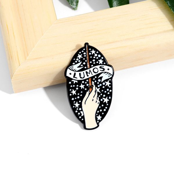 

lumos magic enamel pin magic wand classic movie brooch badge symbol fashion witchcraft jewelry jewelry gift for friends, Gray