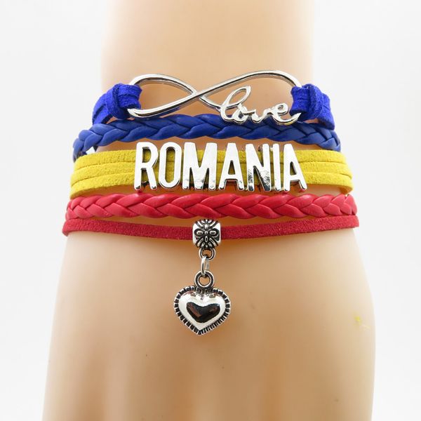 

инфинити лав румыния браслет сердце браслет браслет любовь румыния флаг страны браслеты браслеты для женщин и мужчин ювелирные изделия, Golden;silver