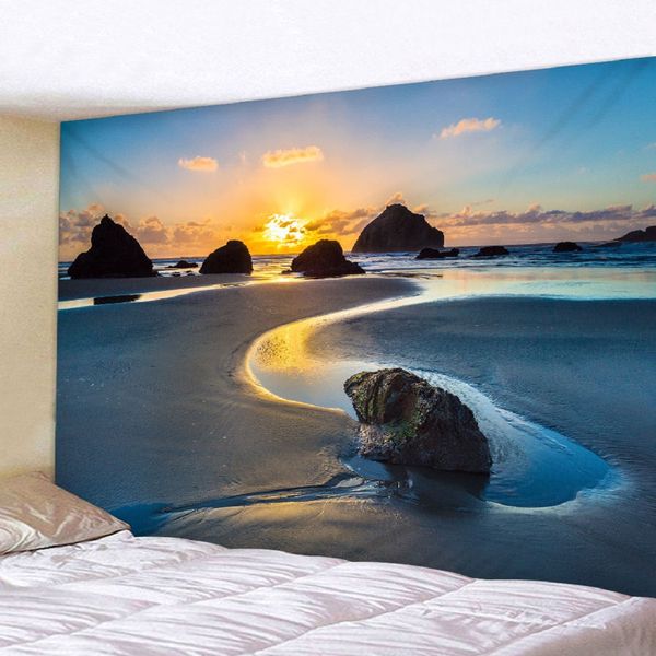 

tropical sunset sea landscape wall blanket,tapestry wall hanging decor,sunrise beach and seascape for living room/ bedroom