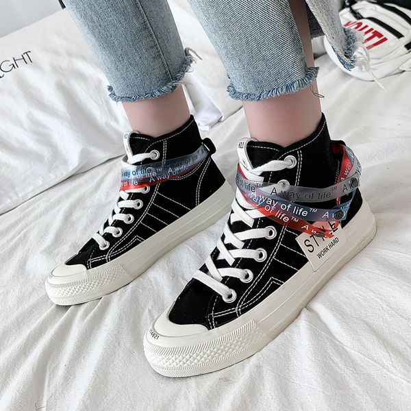

women highsneakers canvas lovers fashion casual footwear 9 s ladies tenis shoes krasovki wholesale bulk accessories supplies, Black