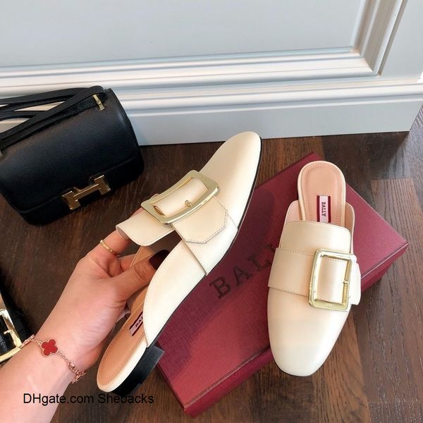 

женские тапочки балетки из натуральной кожи мода металлической пряжкой дамы свободного покроя тапочки порт wan1 eg4w, Black;red