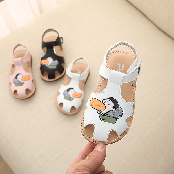 

2020 spring new girls summer children's sandals 0-1-3 years old princess's cartoon cute shoes with soft soles anti slip hollow, Black;red