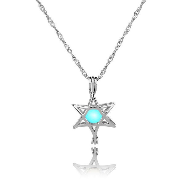 

серебристое ожерелье женщина шесть звезд моделирование diy pendeloque cut хэллоуин свечение аксессуары, Silver
