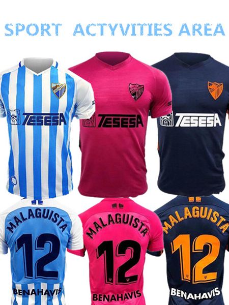 

2020 malaga soccer jersey 19/20 home blue malaguista juanpi blanco juankar soccer shirt r.santos ontiveros gonzalez anor football uniform, Black