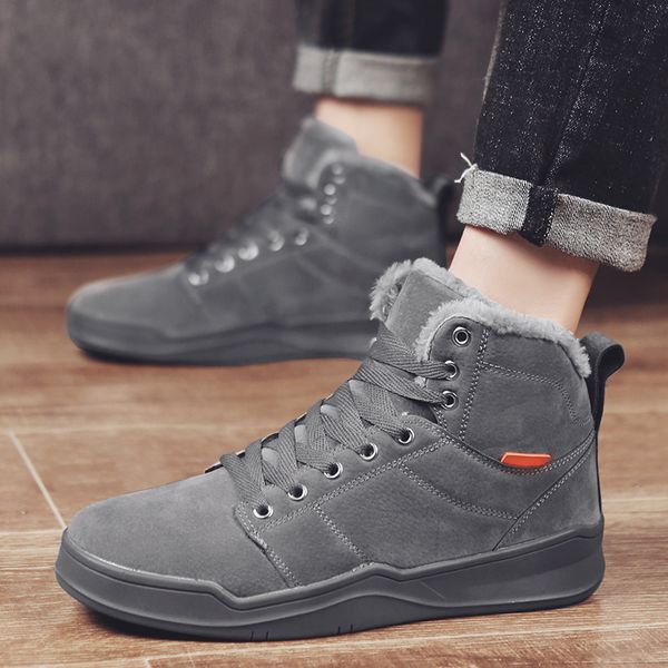 

men casual high sneakers men shoes cotton warm sneakers male platform wear resistant shoes ankle boots sapato masculino, Black