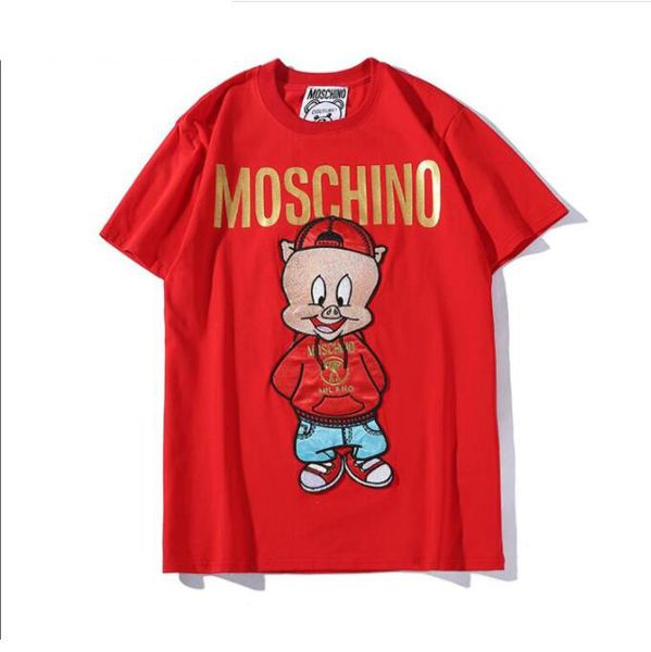 

новые летние футболки для мужчин бренд дизайнер футболки с логотипом мода тройник роскошные мужские топы с короткими рукавами свинья шаблон, White;black