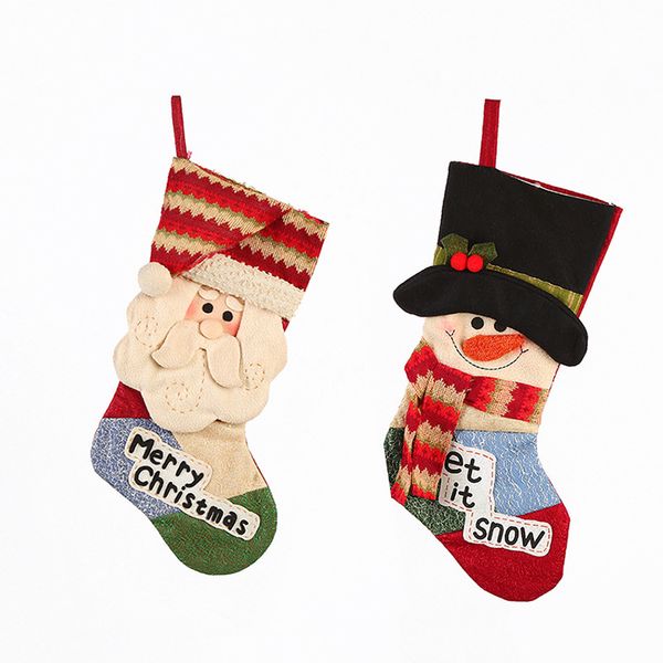 

classic christmas ornaments santa snowman socks christmas gift bag yarn country style stockings