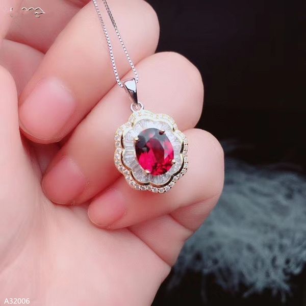 

jewelry 925 sterling silver natural magnesium aluminum garnet net body female pendant necklace charming big gem beautiful suppor