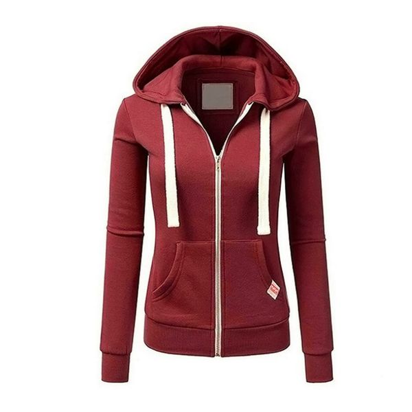 

harajuku casual women pink hoodies sweatshirt fashion zipper pocket hooded jacket outwear solid slim pullover clothes regular, Black