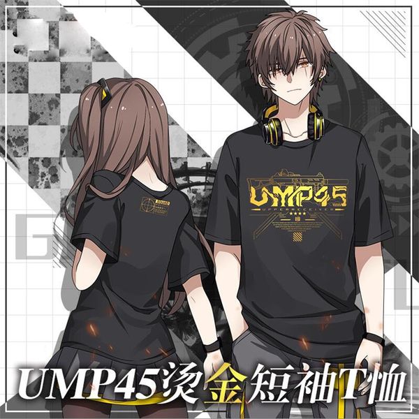 

new game girls frontline ump45 cosplay costume summer short sleeve t shirt tee men women casual black t-shirt daily