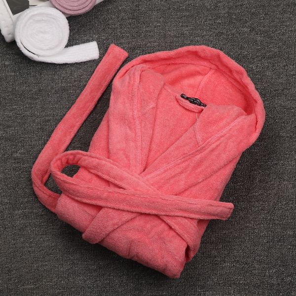 

women's sleepwear bathrobe hooded women cotton long robe woman el spa plush nightgown kimono winter thick warm, Black;red