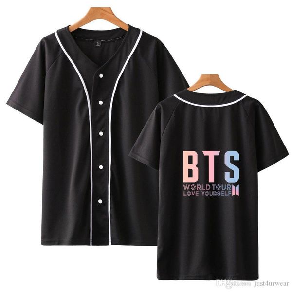

mens women baseball short sleeved tshirt button cardigan love yourself print summer shirt lovers fashion casual tees 2xs-4xl, White;black