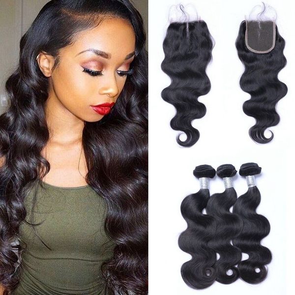 2020 Brazilian Hair Weave Bundles With Lace Closure Body Wave