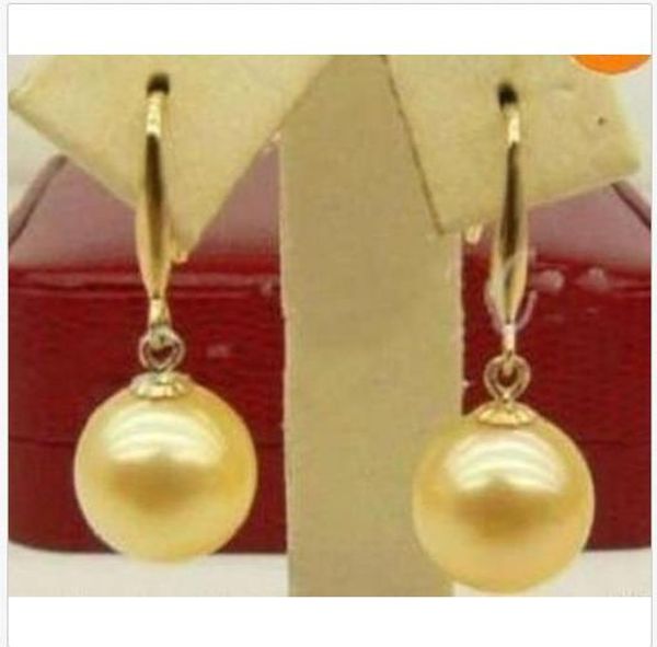 

huge 16mmaaaa+ south sea golden shell pearl earring 14k gold, Golden;silver