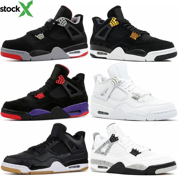 

sale designer basketball shoes mens brand 4 4s shoes alternate bred sngl dy white cement release motorsport sports shoes size 7-13, Black