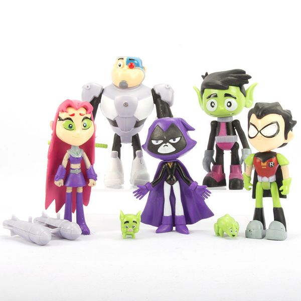 

2020 new teening titans go action figures toys robin raven beast cyborg pvc model birthday brinquedo toys for children t200505